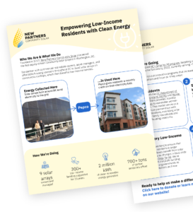New Partners Community Solar Donor Flyer